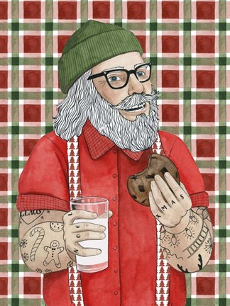 Framed Hipster Santa I Print