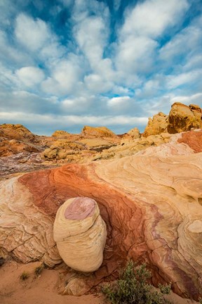 Framed Early Morning Clouds And Colorful Rock Formations, Nevada Print