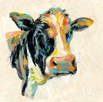 Framed Expressionistic Cow I Print