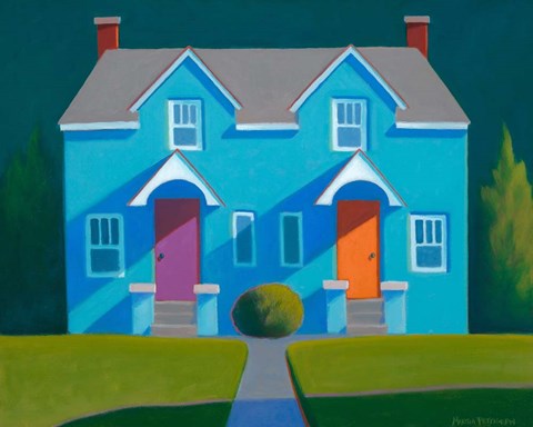 Framed Blue House Print