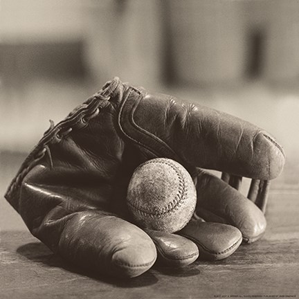 Framed Ball in Mitt Print