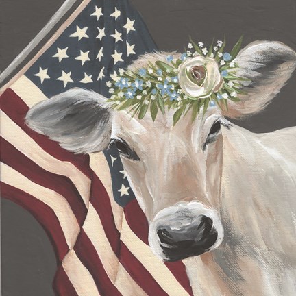 Framed Patriotic Cow Print