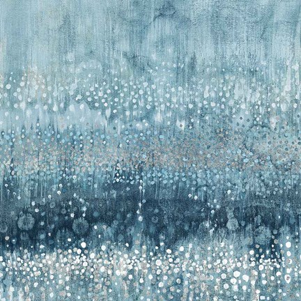 Framed Rain Abstract III Blue Silver Print