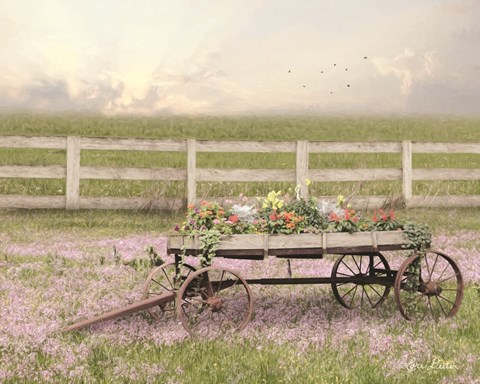 Framed Country Flower Wagon Print