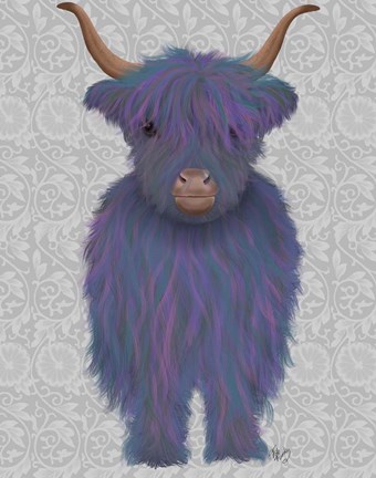 Framed Highland Cow 7, Purple, Full Print