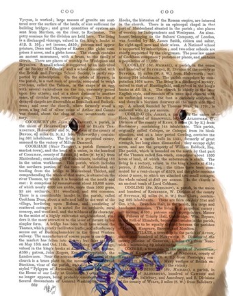 Framed Cow Cream, Bluebells Book Print Print