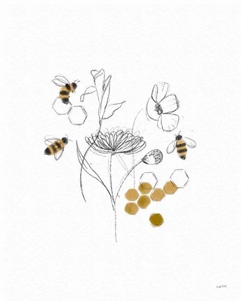 Framed Bees and Botanicals V Print