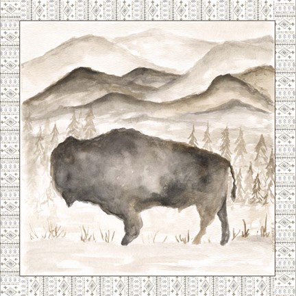 Framed Bison w/ Border Print