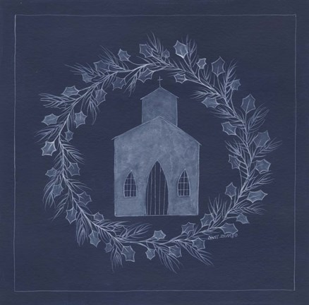 Framed Blue Church Print