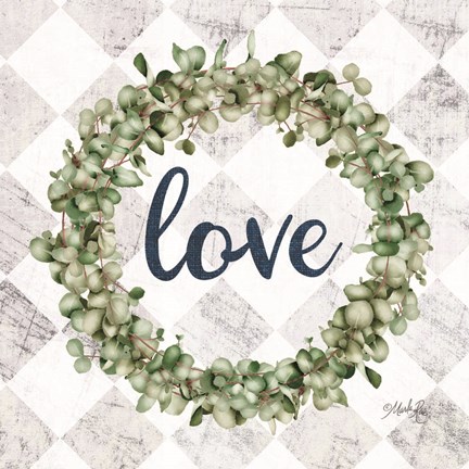 Framed Love Eucalyptus Wreath Print