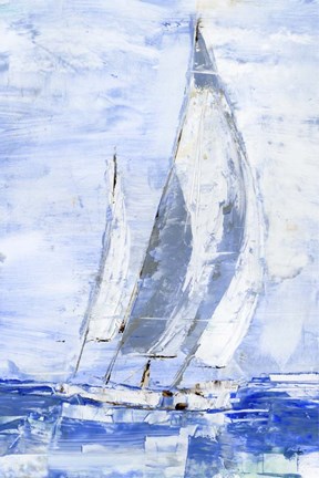 Framed Blue Sails II Print