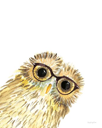 Framed Owl in Glasses Print