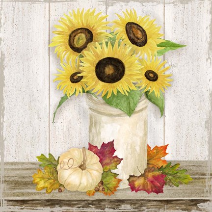 Framed Fall Sunflowers III Print