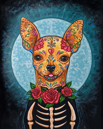 Framed Chihuahua- Day of the Dead Print