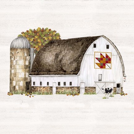 Framed Fall Barn Quilt II Print