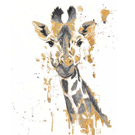 Framed Gold Water Giraffe Print