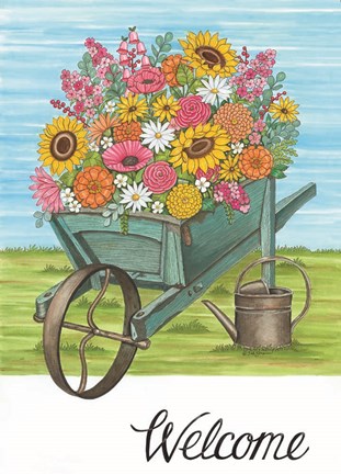 Framed Welcome Wheelbarrow Print