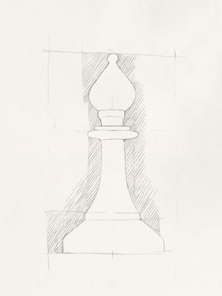 Framed Chess Set Sketch VI Print