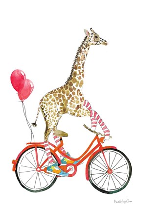 Framed Giraffe Joy Ride I Print