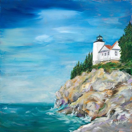 Framed Lighthouse on the Rocky Shore II Print