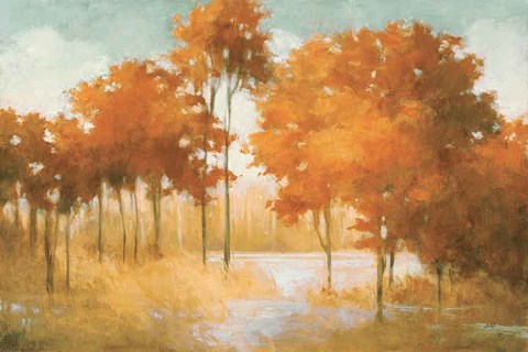 Framed Autumn Lake Orange Print