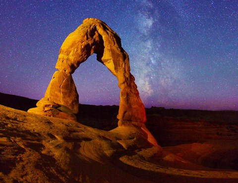 Framed Delicate Arch light painting Milky Way Stars Print