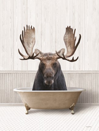 Framed Bath Time Moose Print