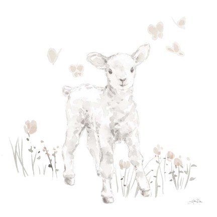 Framed Spring Lambs I Neutral Print