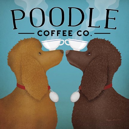 Framed Double Poodle Coffee Print