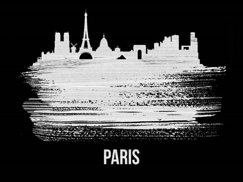 Framed Paris Skyline Brush Stroke White Print