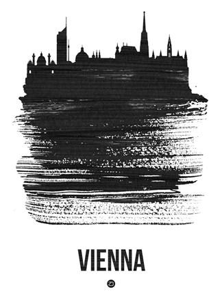 Framed Vienna Skyline Brush Stroke Black Print