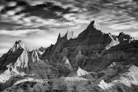 Framed Morning in the Badlands B&amp;W Print