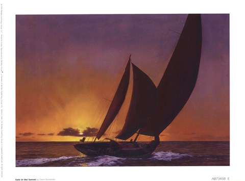 Framed Sails In The Sunset Print