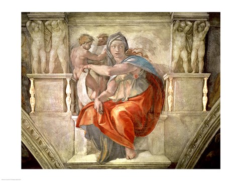 Framed Sistine Chapel Ceiling: Delphic Sibyl Print