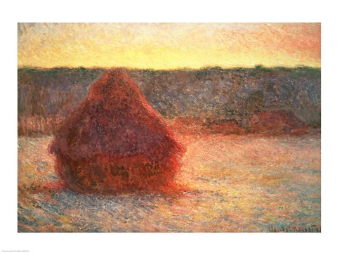 Framed Haystacks at Sunset, Frosty Weather, 1891 Print