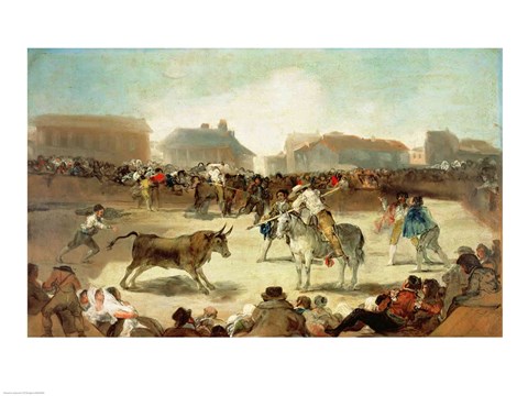 Framed Village Bullfight Print