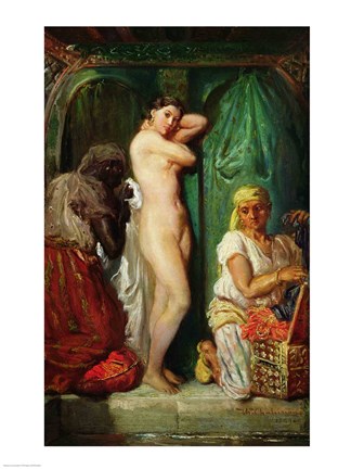 Framed Bath in the Harem, 1849 Print