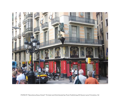 Framed Barcelona Busy Street Print