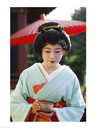 Framed Young woman dressed as a Geisha, Japan Print