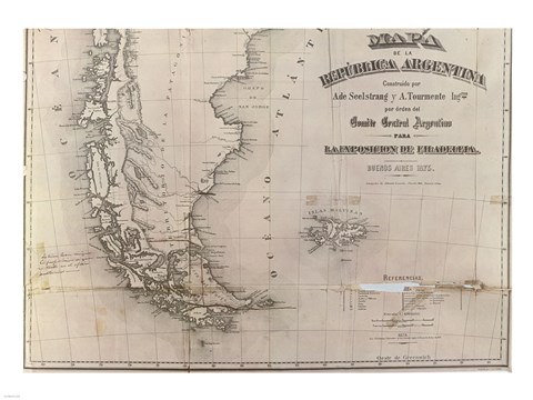 Framed Mapa de la Republica Argentina 1875 Print