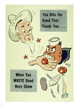 Framed You Bite the Hand that Feeds You When You Waste Good Navy Chow Print