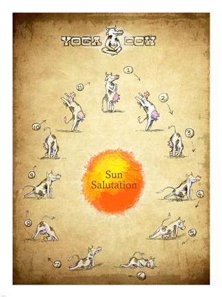 Framed Yoga Cow Sun Salutation Print