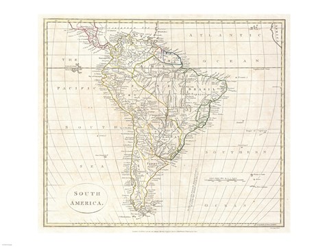 Framed 1796 Mannert Map of North America and South America Print