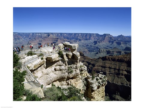 Framed High angle view of tourists at an observation point, Grand Canyon National Park, Arizona, USA Print