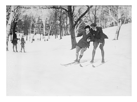 Framed Learning to Ski, Quebec Print