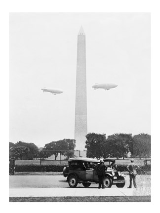 Framed U.S. Army Blimps, Passing over the Washington Monument Print