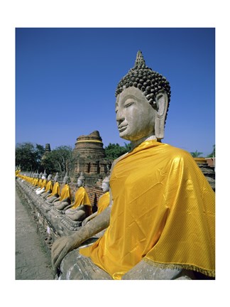 Framed Buddha statue at a temple, Wat Yai Chai Mongkol, Ayutthaya, Thailand Print