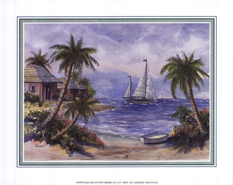 Framed Sailboats Adrift Print