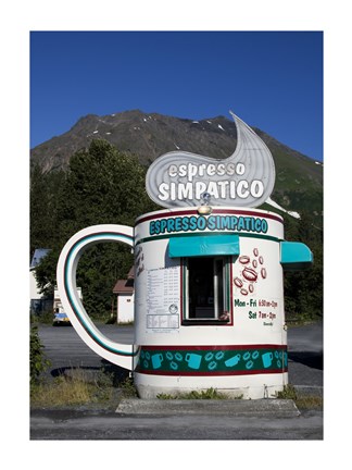 Framed Espresso Simpatico Coffee Shop, Seward, Alaska Print