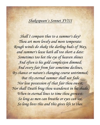 Shakespeare's Sonnet 18 Art by Unknown at FramedArt.com